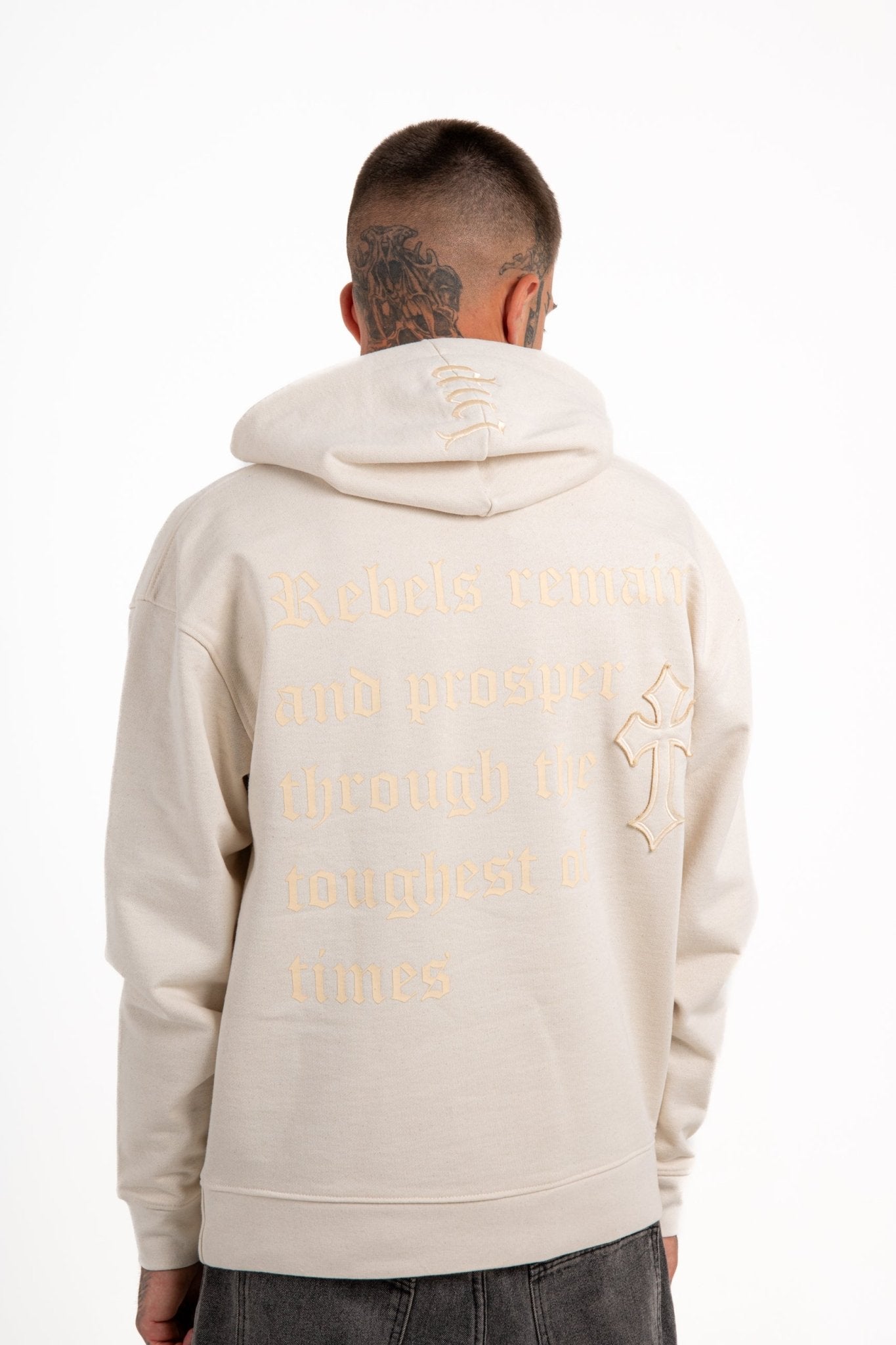 LNP CREAM RECYCLED REBEL HOODIE - Liquor n Poker