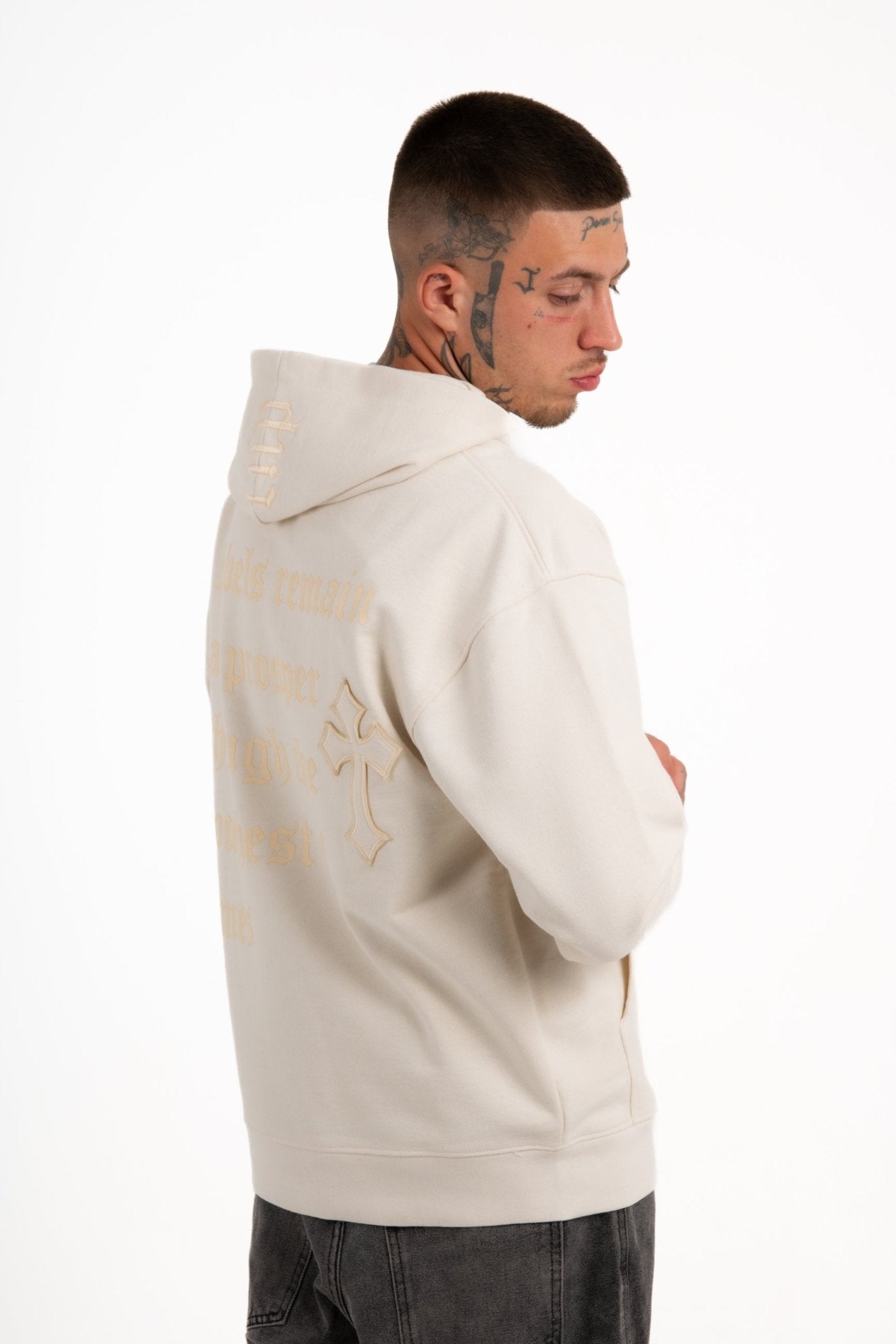 LNP CREAM RECYCLED REBEL HOODIE - Liquor n Poker
