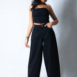 LNP denim embellished corset top in black - Liquor n Poker