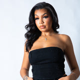 LNP denim embellished corset top in black - Liquor n Poker