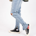 LNP DISTRESSED BLUE ANKLE ZIP SKINNY JEANS - Liquor n Poker