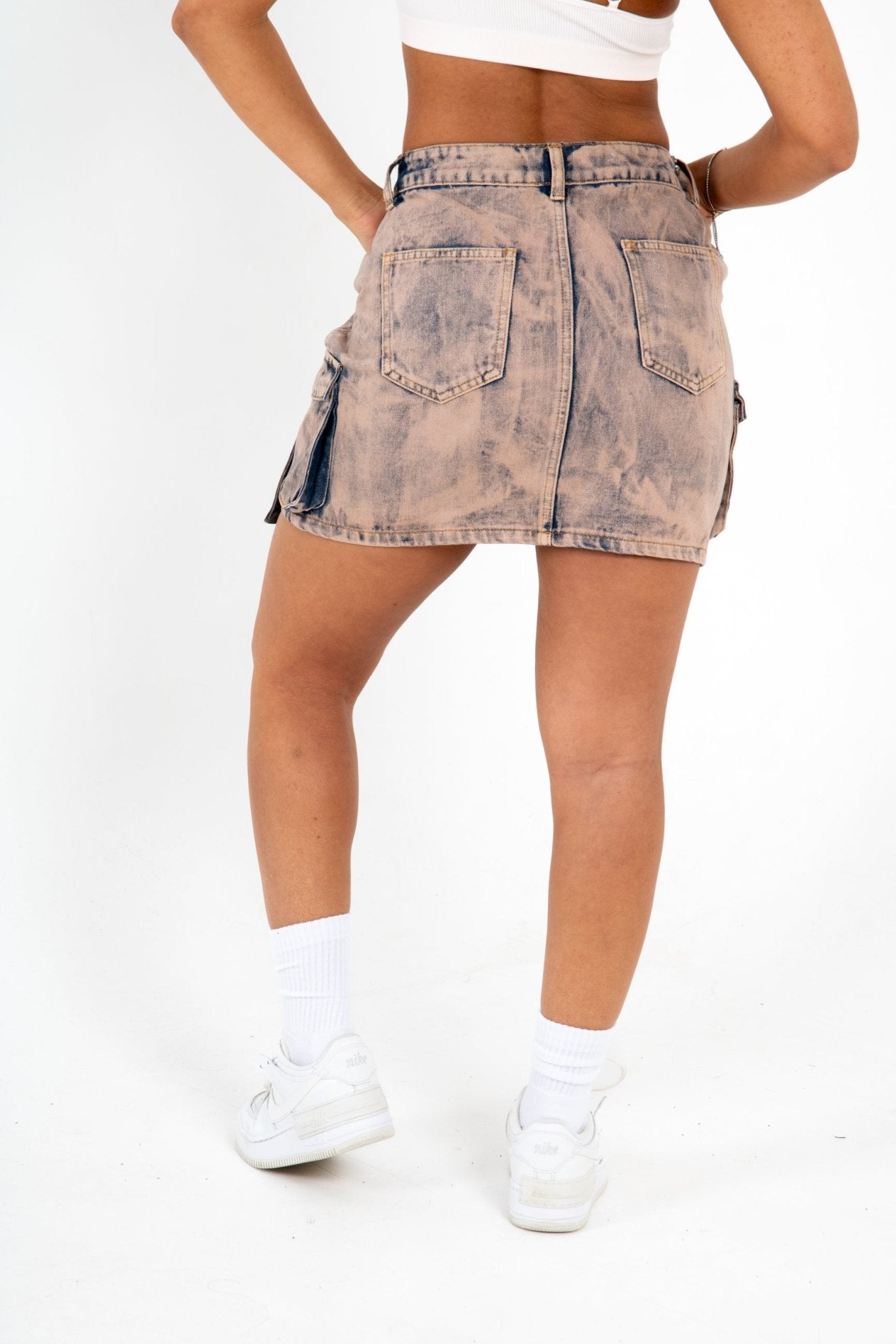 LNP DUSKY PINK UTILITY MINI SKIRT - Liquor n Poker