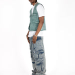 LNP Forest Green Denim Gilet - Liquor n Poker