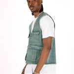 LNP Forest Green Denim Gilet - Liquor n Poker
