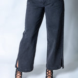 LNP mid rise straight jean with diamante seam detail in washed black - Liquor n Poker