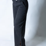 LNP mid rise straight jean with diamante seam detail in washed black - Liquor n Poker