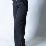 LNP mid rise straight jean with diamante seam detail in washed black - Liquor n Poker