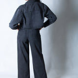 LNP mid rise straight jean with diamante seam detail in washed black - Liquor n Poker