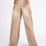 LNP SAND BROWN BARREL VARSITY JEANS - Liquor n Poker