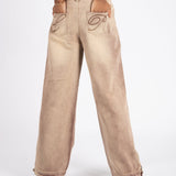 LNP SAND BROWN BARREL VARSITY JEANS - Liquor n Poker