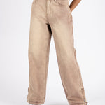 LNP SAND BROWN BARREL VARSITY JEANS - Liquor n Poker