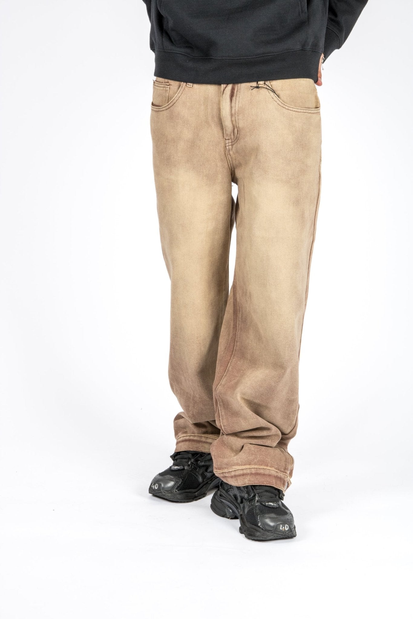 LNP SAND BROWN BARREL VARSITY JEANS - Liquor n Poker