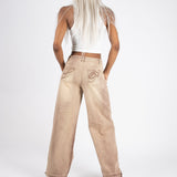 LNP SAND BROWN BARREL VARSITY JEANS - Liquor n Poker