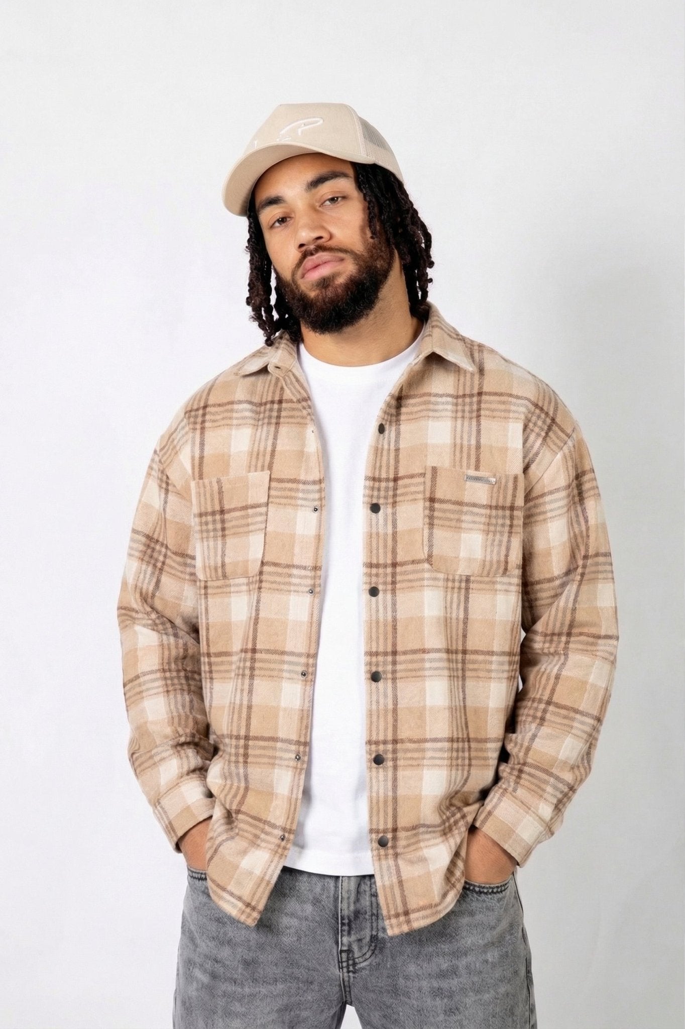 LNP Stone Oversized Flannel Shirt - Liquor n Poker