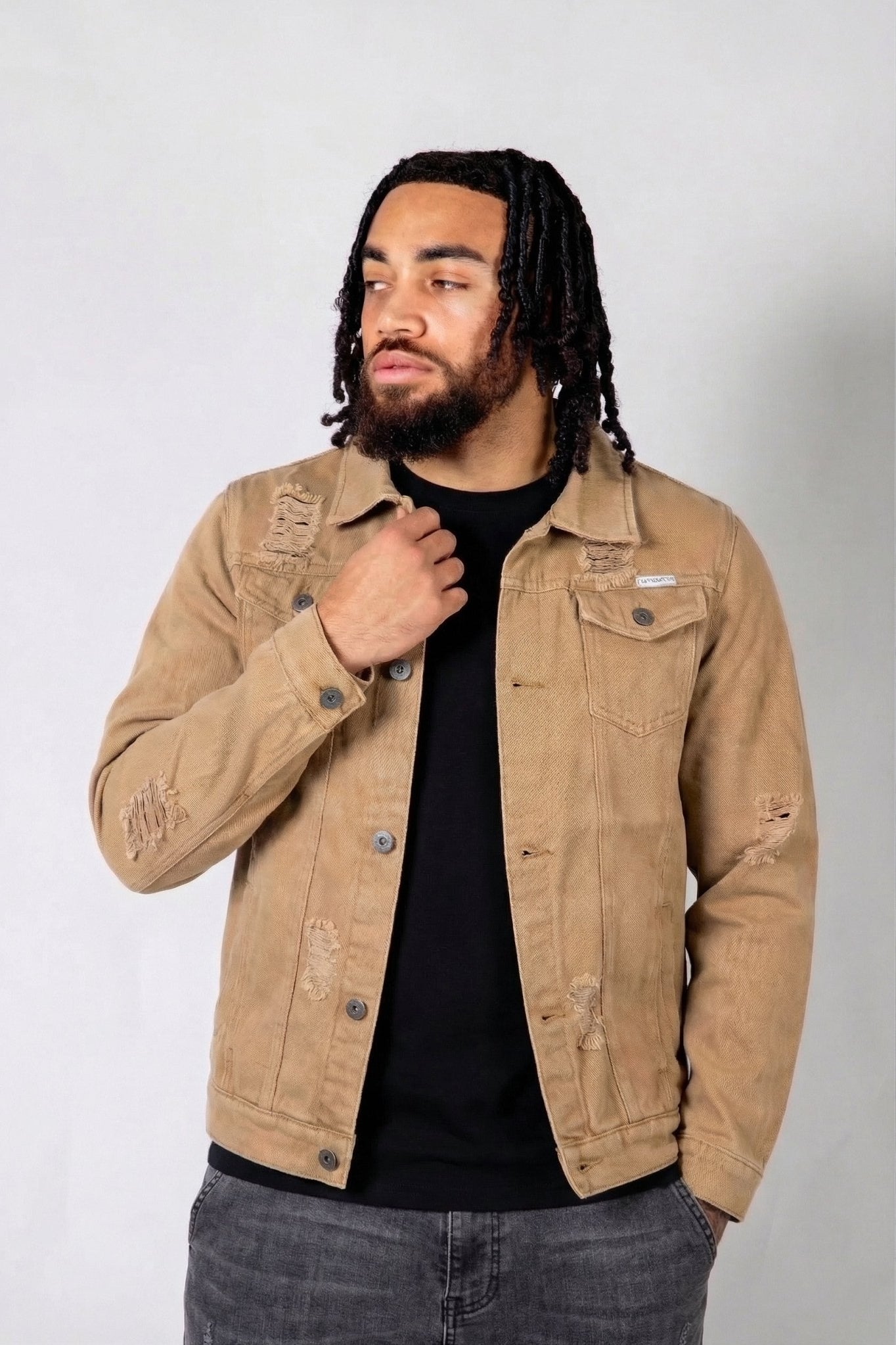 LNP Tan Distressed Norton Trucker Jacket - Liquor n Poker