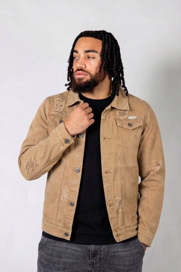 Tan Distressed Norton Trucker Jacket