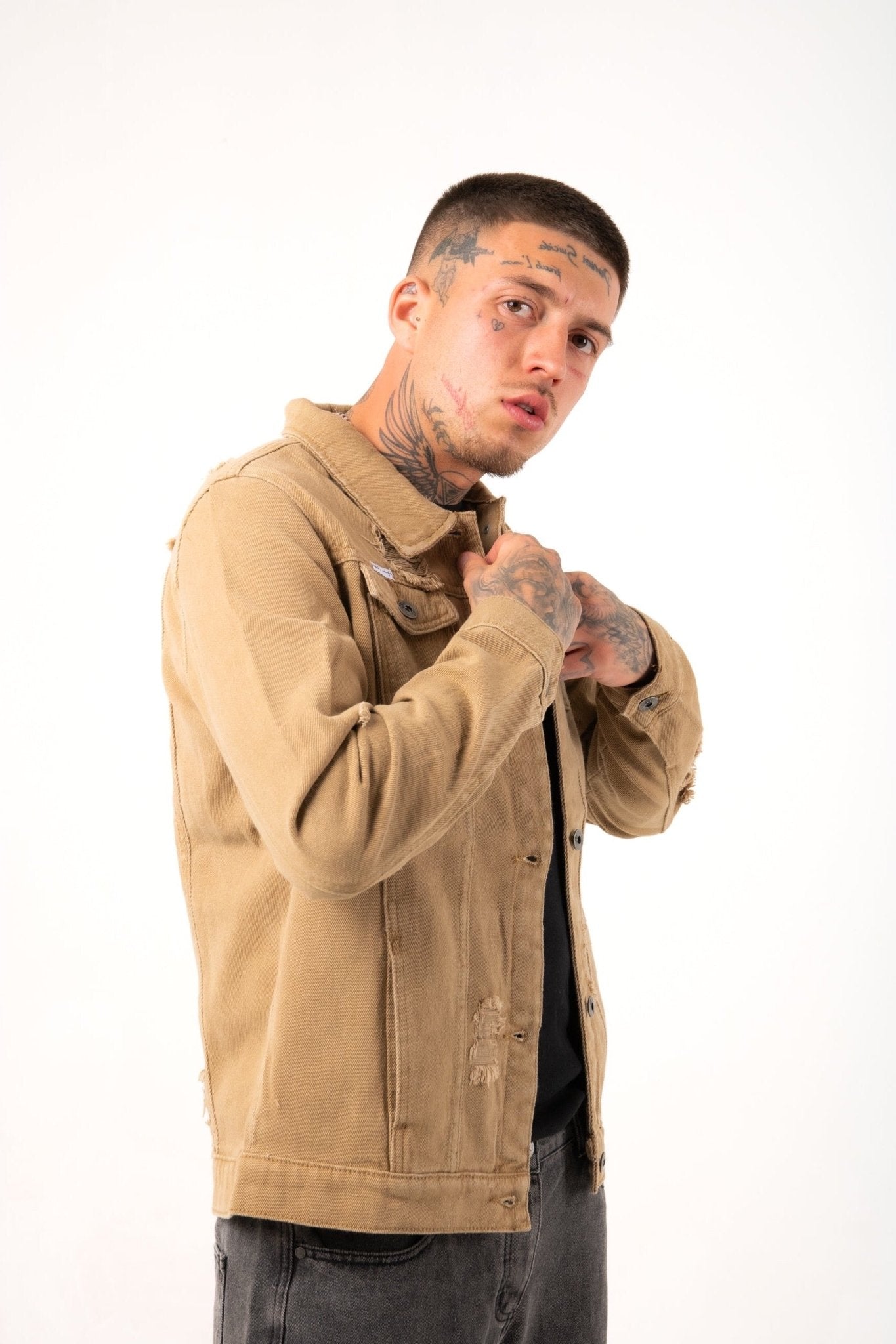 LNP Tan Distressed Norton Trucker Jacket - Liquor n Poker