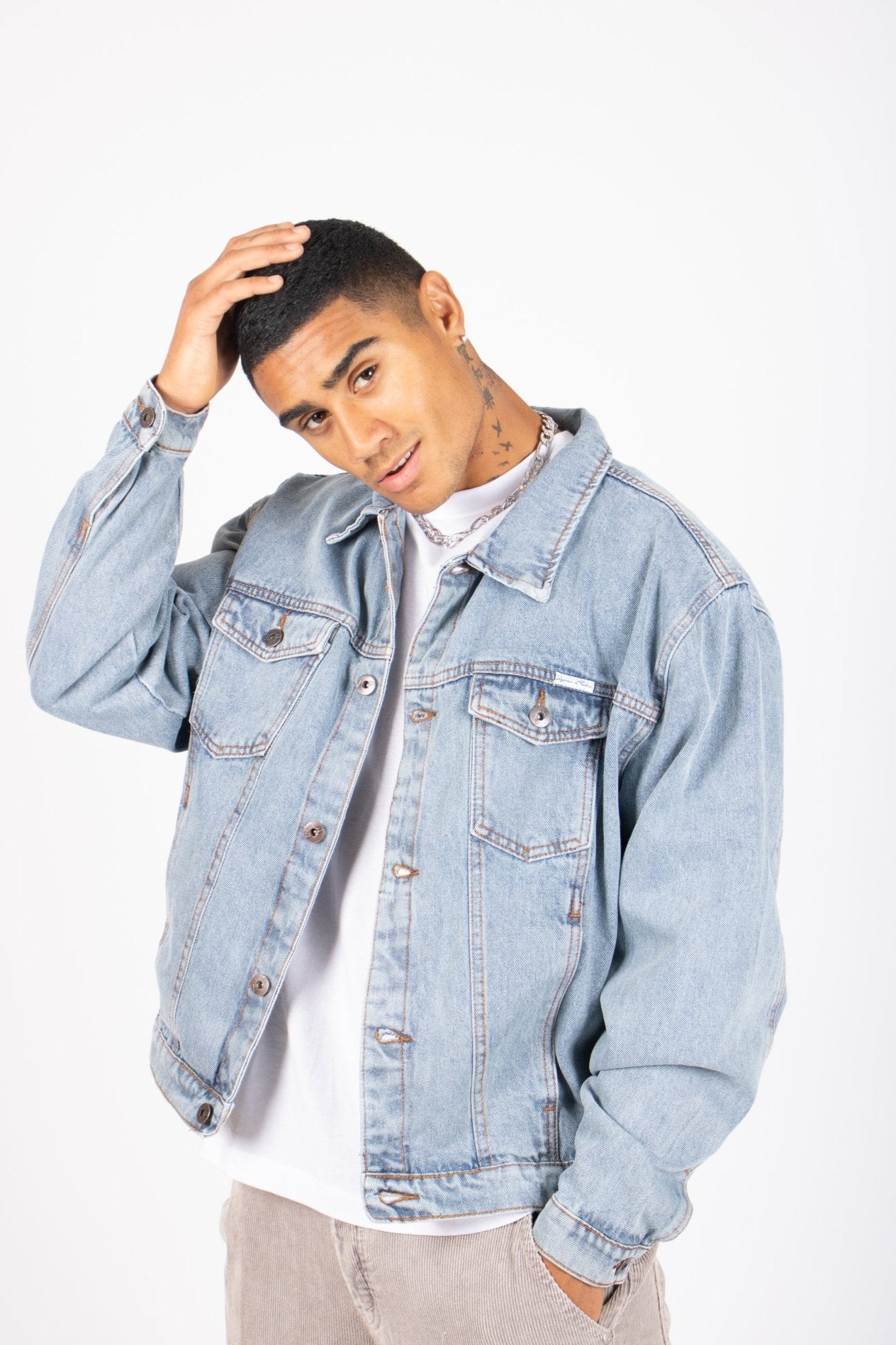 LNP VINTAGE STONEWASH OVERSIZED BOXY DENIM JACKET - Liquor n Poker