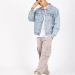 LNP VINTAGE STONEWASH OVERSIZED BOXY DENIM JACKET - Liquor n Poker