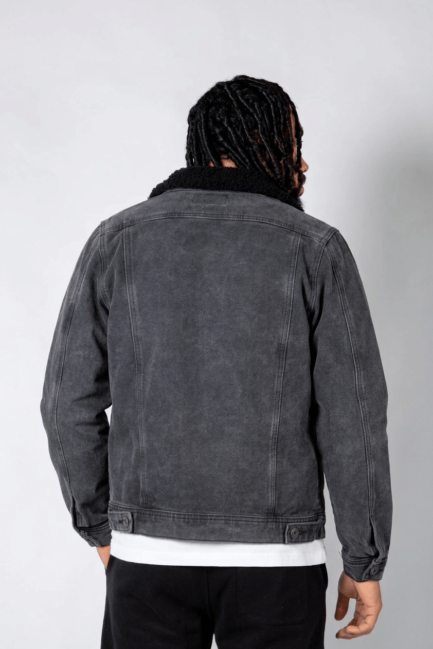 LNP Washed Black Norton Borg Collar Jacket - Liquor n Poker