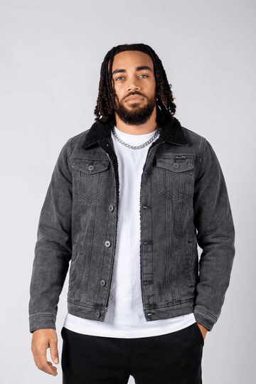 Washed Black Norton Borg Collar Jacket
