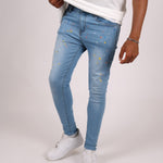 Logan Stonewash Paint Splatter Skinny Jeans - Liquor n Poker