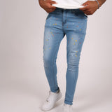Logan Stonewash Paint Splatter Skinny Jeans - Liquor n Poker