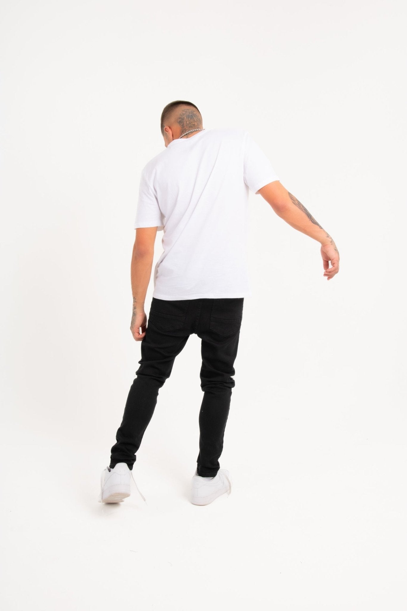 Logan Stretch Skinny Fit Jeans With Rips In Black - Liquor n Poker