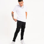 Logan Stretch Skinny Fit Jeans With Rips In Black - Liquor n Poker