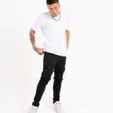 Logan Stretch Skinny Fit Jeans With Rips In Black - Liquor n Poker