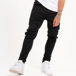Logan Stretch Skinny Fit Jeans With Rips In Black - Liquor n Poker