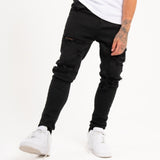 Logan Stretch Skinny Fit Jeans With Rips In Black - Liquor n Poker
