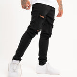 Logan Stretch Skinny Fit Jeans With Rips In Black - Liquor n Poker