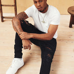 Logan Stretch Skinny Fit Jeans With Rips In Black - Liquor n Poker