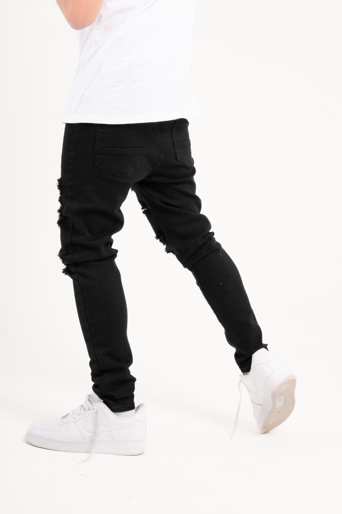 Logan Stretch Skinny Fit Jeans With Rips In Black - Liquor n Poker