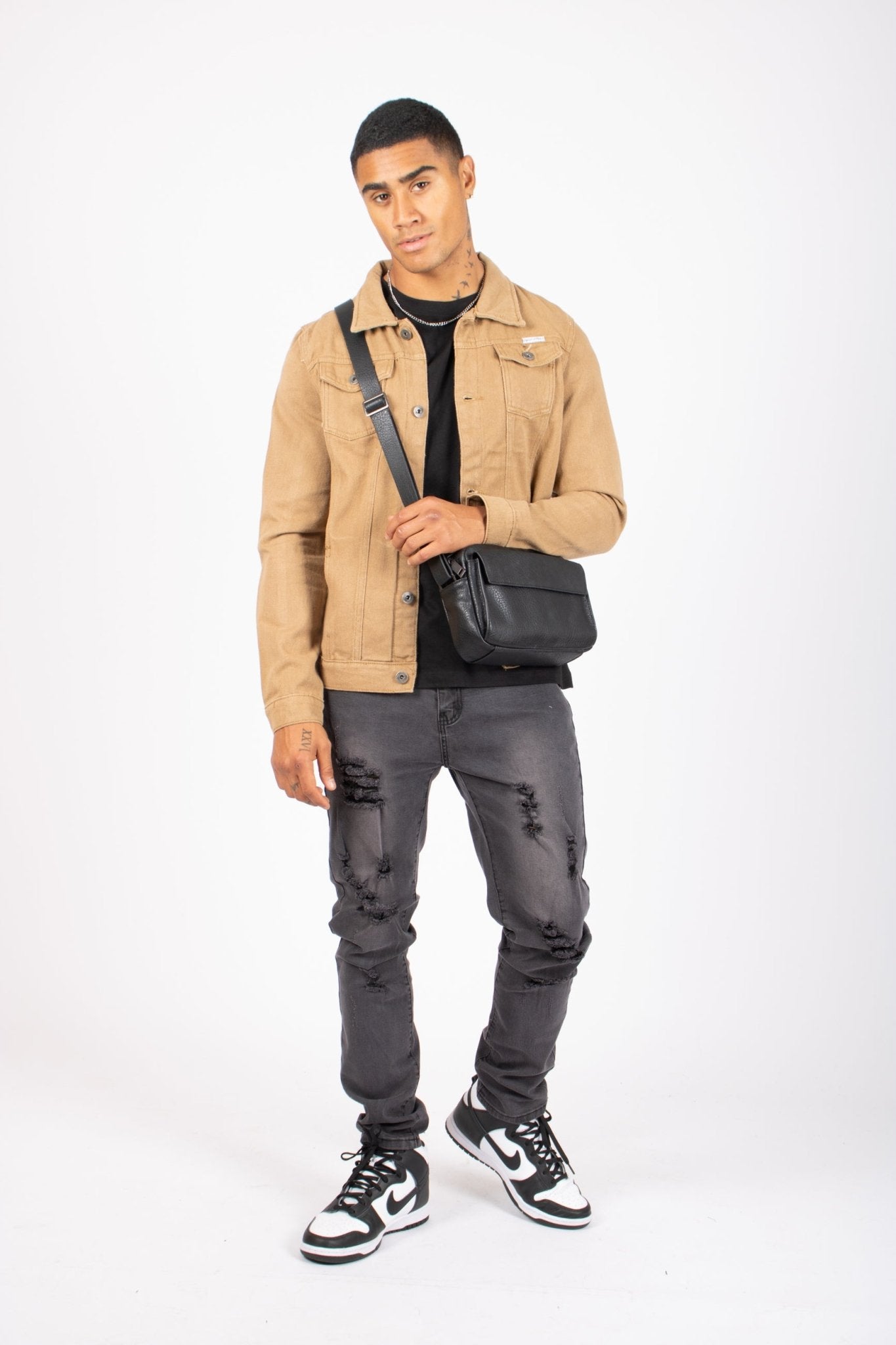 Logan Washed Charcoal Skinny Fit Jeans With Rips - Liquor n Poker