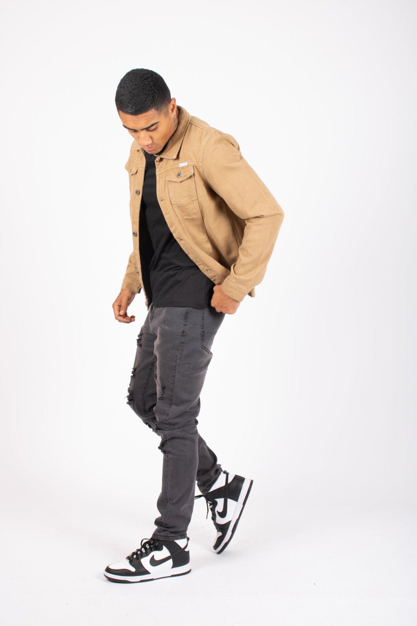 Logan Washed Charcoal Skinny Fit Jeans With Rips - Liquor n Poker