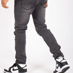 Logan Washed Charcoal Skinny Fit Jeans With Rips - Liquor n Poker