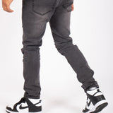 Logan Washed Charcoal Skinny Fit Jeans With Rips - Liquor n Poker