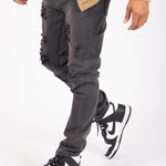 Logan Washed Charcoal Skinny Fit Jeans With Rips - Liquor n Poker