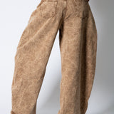 LOLA – Brown Acid Wash Baggy Horseshoe Jeans - Liquor n Poker