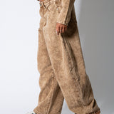 LOLA – Brown Acid Wash Baggy Horseshoe Jeans - Liquor n Poker