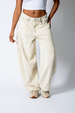 LOLA – Ecru Corduroy Baggy Horseshoe Jeans - Liquor n Poker