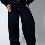 LOLA – Raw Indigo Baggy Pleated Horseshoe Jeans - Liquor n Poker