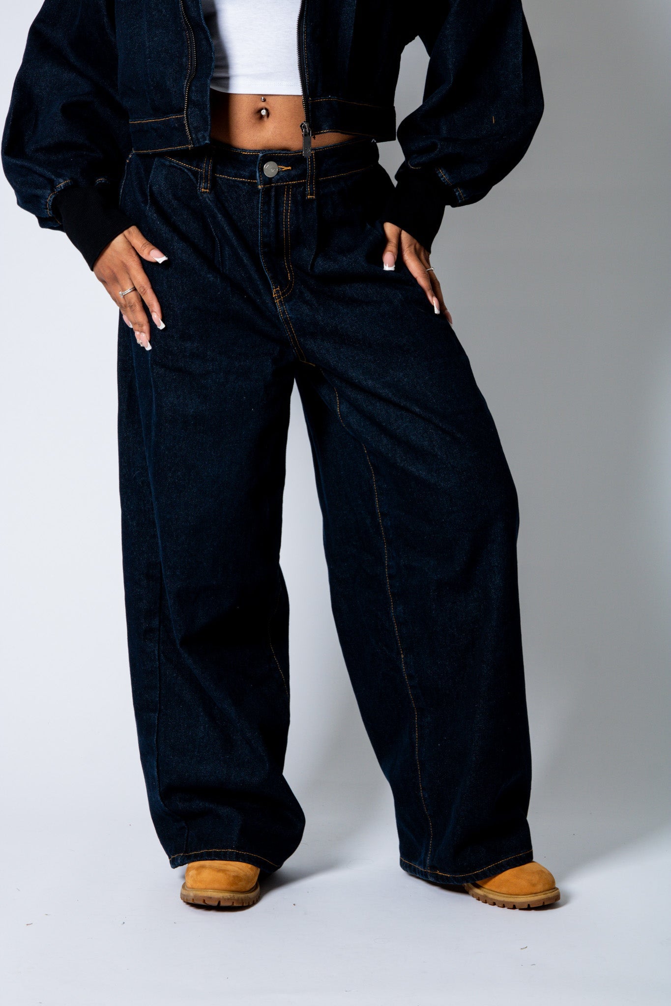 LOLA – Raw Indigo Baggy Pleated Horseshoe Jeans - Liquor n Poker