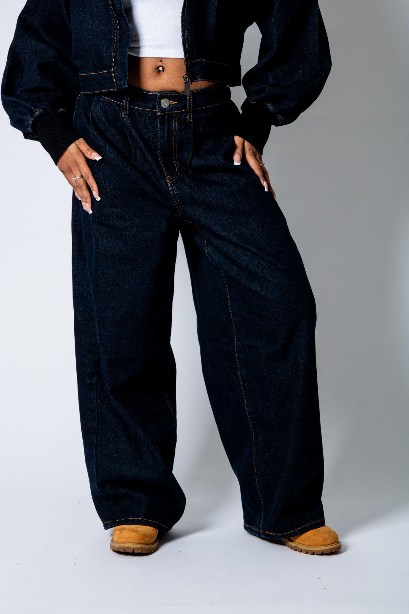 LOLA – Raw Indigo Baggy Pleated Horseshoe Jeans - Liquor n Poker