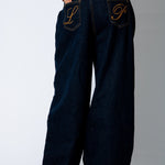 LOLA – Raw Indigo Baggy Pleated Horseshoe Jeans - Liquor n Poker
