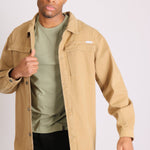 Longline Worker Shacket In Tan - Liquor n Poker