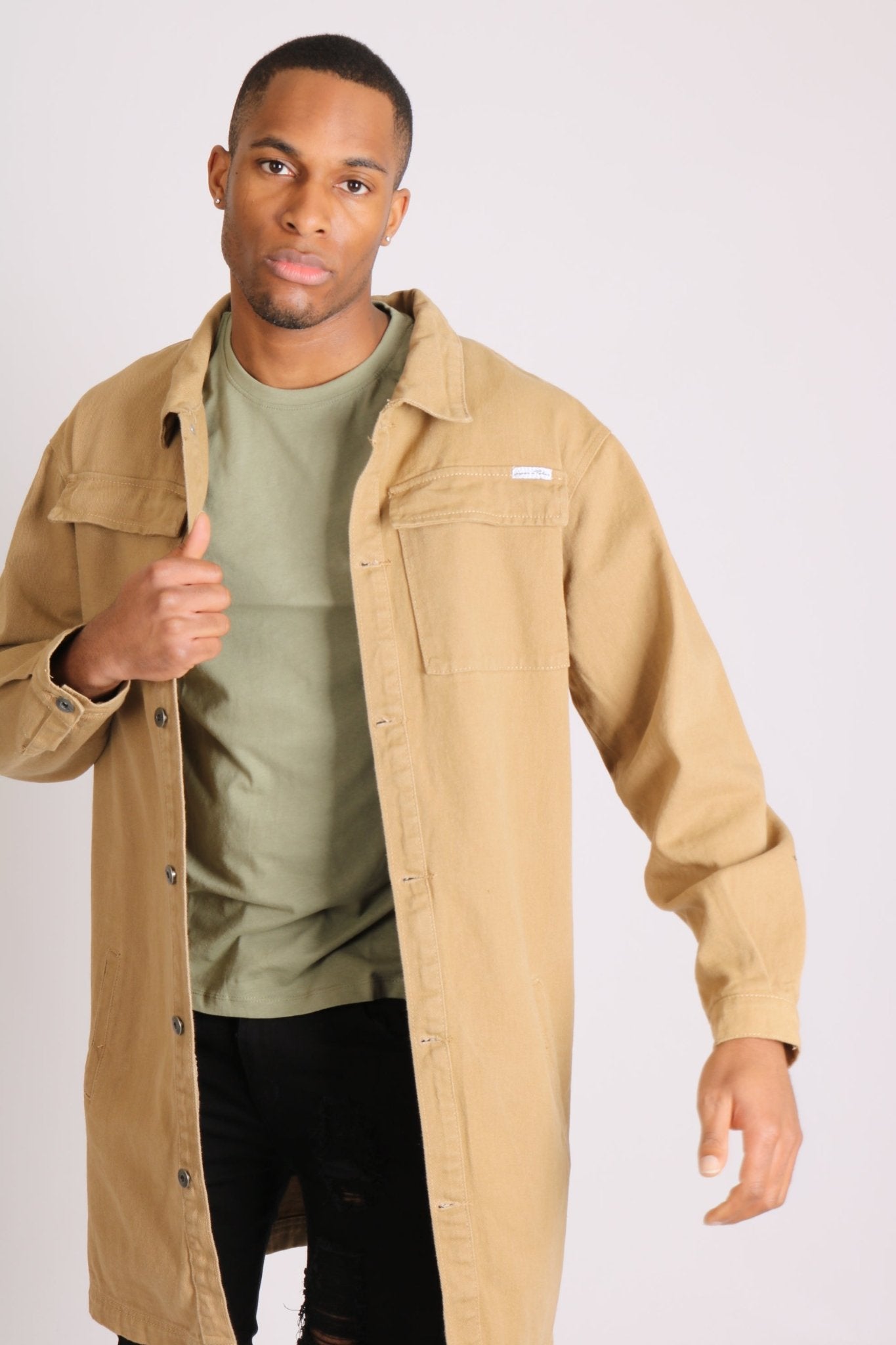 Longline Worker Shacket In Tan - Liquor n Poker