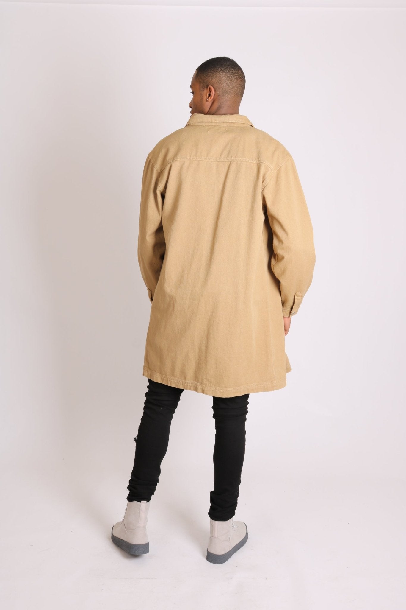 Longline Worker Shacket In Tan - Liquor n Poker